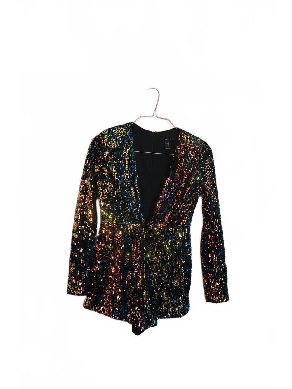 Forever 21 Sequin Long Sleeve Romper - Size M